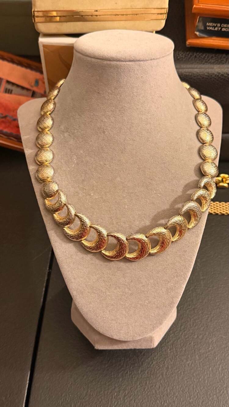 Liz Claiborne Textured Gold Tone Statement Collar Necklace